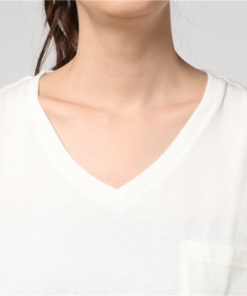 VENCEEXCHANGE（ヴァンスエクスチェンジ）の「シルケットポケット付きＴ（Tシャツ/カットソー・レディース・オフホワイト/ロイヤルブルー/ブラック/オリーブ・MEDIUM）」の8枚目の写真