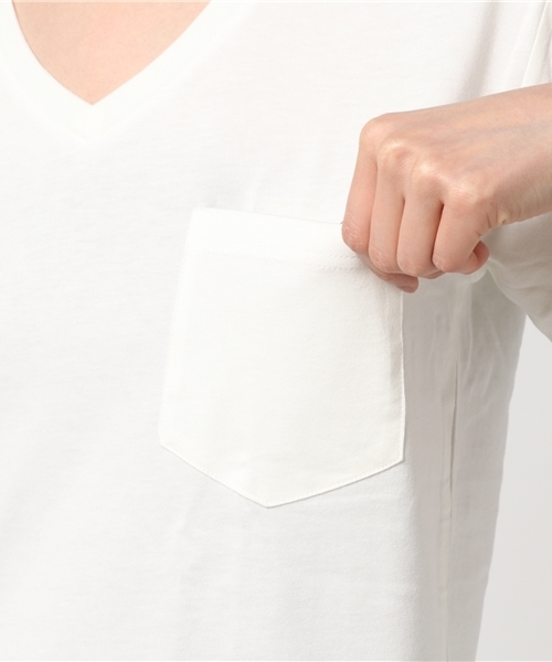 VENCEEXCHANGE（ヴァンスエクスチェンジ）の「シルケットポケット付きＴ（Tシャツ/カットソー・レディース・オフホワイト/ロイヤルブルー/ブラック/オリーブ・MEDIUM）」の10枚目の写真