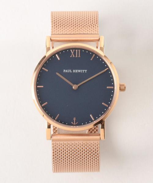 Paul Hewitt(ポールヒューイット)の「△<PAULHEWITT(ポールヒューイット)>SAILOR メッシュ ブルー 時計36mm(アナログ腕時計・レディース・ゴールド・FREE)」の1枚目の写真