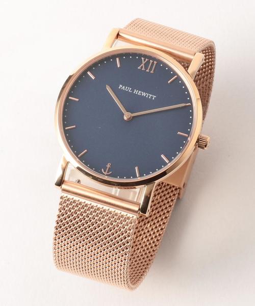 Paul Hewitt(ポールヒューイット)の「△<PAULHEWITT(ポールヒューイット)>SAILOR メッシュ ブルー 時計36mm(アナログ腕時計・レディース・ゴールド・FREE)」の5枚目の写真