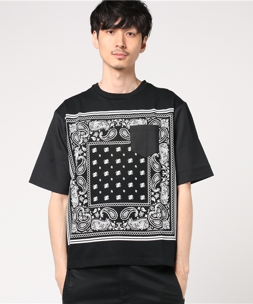 VENCEEXCHANGE（ヴァンスエクスチェンジ）の「オックス×裏毛バンダナプリントシャツT（Tシャツ/カットソー・メンズ・オフホワイト/ブラック・LARGE/MEDIUM）」の9枚目の写真