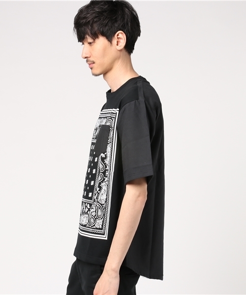 VENCEEXCHANGE（ヴァンスエクスチェンジ）の「オックス×裏毛バンダナプリントシャツT（Tシャツ/カットソー・メンズ・オフホワイト/ブラック・LARGE/MEDIUM）」の6枚目の写真