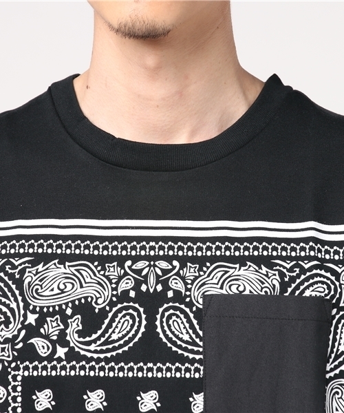 VENCEEXCHANGE（ヴァンスエクスチェンジ）の「オックス×裏毛バンダナプリントシャツT（Tシャツ/カットソー・メンズ・オフホワイト/ブラック・LARGE/MEDIUM）」の8枚目の写真