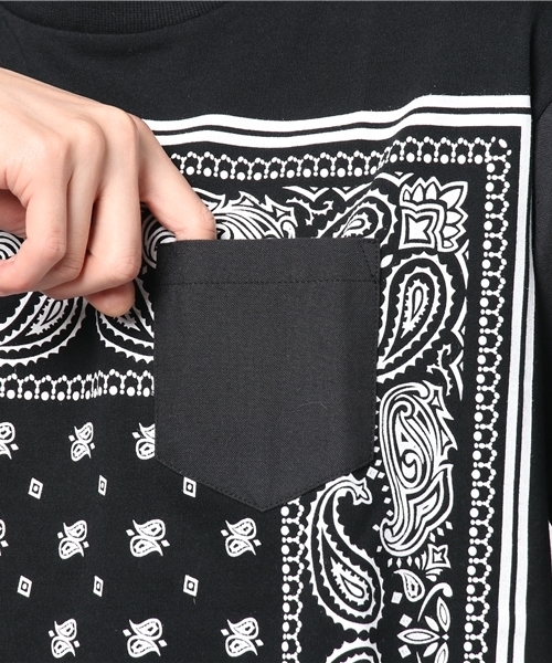 VENCEEXCHANGE（ヴァンスエクスチェンジ）の「オックス×裏毛バンダナプリントシャツT（Tシャツ/カットソー・メンズ・オフホワイト/ブラック・LARGE/MEDIUM）」の4枚目の写真