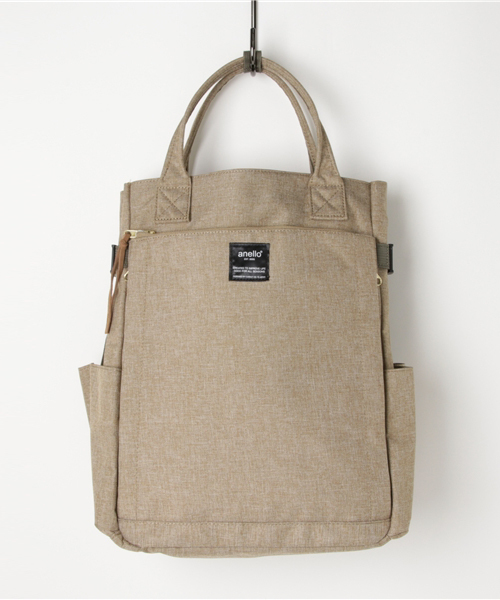 anello（アネロ）の「【anello】 杢調ポリキャンバス 10ポケット2WAYリュック（バックパック/リュック・レディース・ベージュ/ブラック/ブルー/グレー/ミント/ネイビー/ピンク/レッド・FREE）」の3枚目の写真