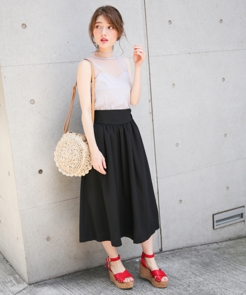 Heather（ヘザー）の「ドットチュールハイネック＊タンク　792006（Tシャツ/カットソー・レディース・ブラック/アイボリー/ヘザーグレー・FREE）」の7枚目の写真