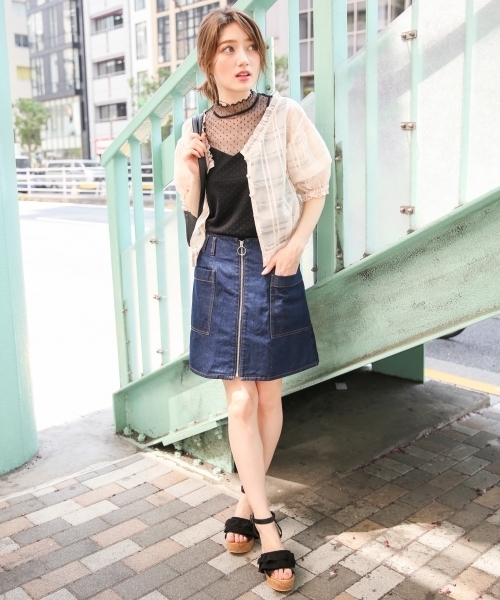 Heather（ヘザー）の「ドットチュールハイネック＊タンク　792006（Tシャツ/カットソー・レディース・ブラック/アイボリー/ヘザーグレー・FREE）」の6枚目の写真