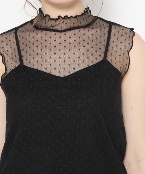 Heather（ヘザー）の「ドットチュールハイネック＊タンク　792006（Tシャツ/カットソー・レディース・ブラック/アイボリー/ヘザーグレー・FREE）」の10枚目の写真