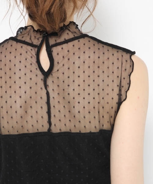 Heather（ヘザー）の「ドットチュールハイネック＊タンク　792006（Tシャツ/カットソー・レディース・ブラック/アイボリー/ヘザーグレー・FREE）」の13枚目の写真