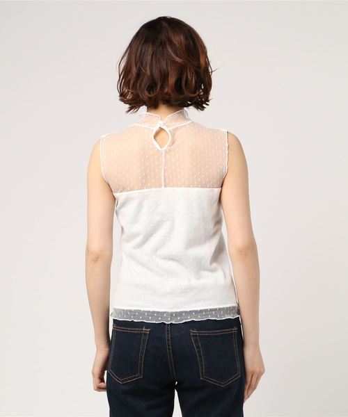 Heather（ヘザー）の「ドットチュールハイネック＊タンク　792006（Tシャツ/カットソー・レディース・ブラック/アイボリー/ヘザーグレー・FREE）」の5枚目の写真