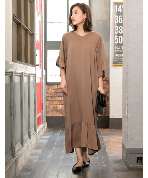 Re Edit リエディ の 両vネックフリル袖ワンピース ワンピース Wear