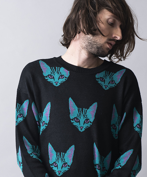 no id. 　ノーアイディー　カーディガン　猫 NO ID. ノーアイディー ネコ柄カーディガン 猫柄 内田雄馬着用