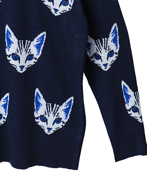 no id. 　ノーアイディー　カーディガン　猫 NO ID. ノーアイディー ネコ柄カーディガン 猫柄 内田雄馬着用