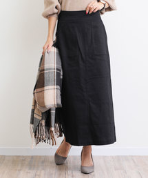 andme | ストレッチチノツイルロング丈ベイカーフレアスカート ウエストゴム(スカート)