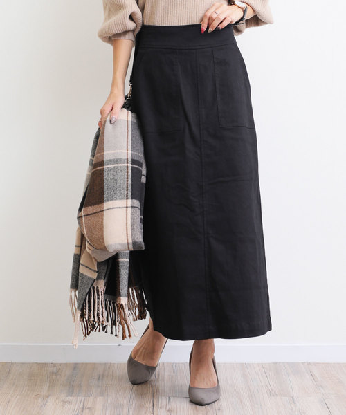 andme（アンドミー）の「ストレッチチノツイルロング丈ベイカーフレアスカート（スカート・レディース・ネイビー/ベージュ/ボルドー/カーキ/ブラック/ホワイト・L/M）」の3枚目の写真