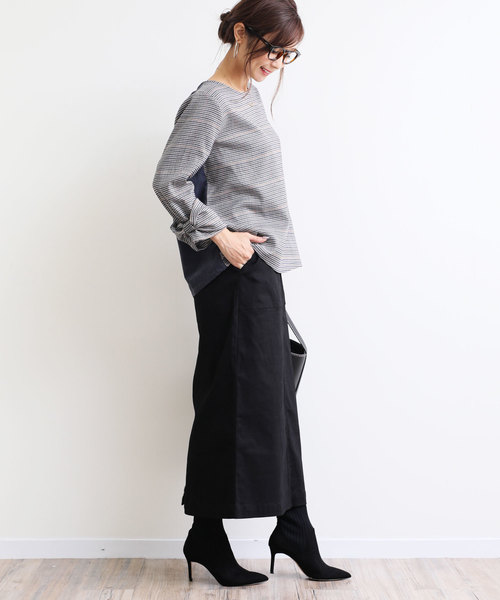 andme（アンドミー）の「ストレッチチノツイルロング丈ベイカーフレアスカート（スカート・レディース・ネイビー/ベージュ/ボルドー/カーキ/ブラック/ホワイト・L/M）」の14枚目の写真