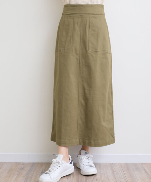 andme（アンドミー）の「ストレッチチノツイルロング丈ベイカーフレアスカート（スカート・レディース・ネイビー/ベージュ/ボルドー/カーキ/ブラック/ホワイト・L/M）」の7枚目の写真