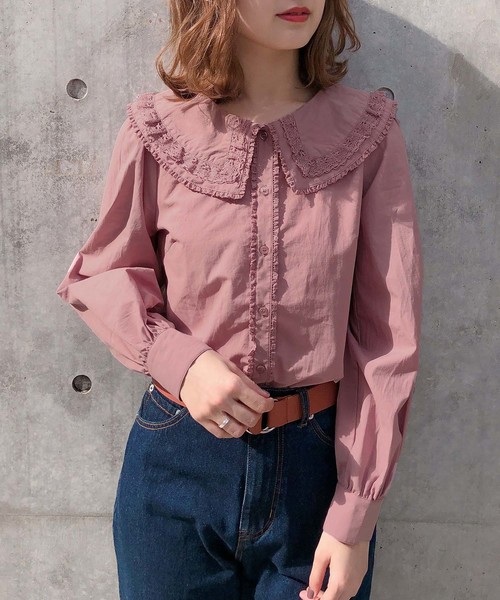 one after another NICE CLAUP（ワンアフターアナザーナイスクラップ）の「フリルレース襟ブラウス（シャツ/ブラウス・レディース・オフホワイト/ピンク系その他/ライトベージュ・FREE）」の3枚目の写真