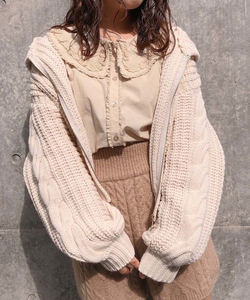 one after another NICE CLAUP（ワンアフターアナザーナイスクラップ）の「フリルレース襟ブラウス（シャツ/ブラウス・レディース・オフホワイト/ピンク系その他/ライトベージュ・FREE）」の13枚目の写真