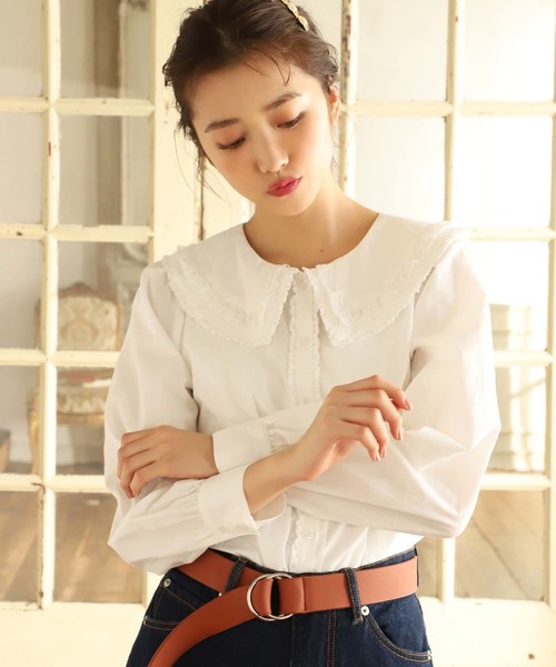 one after another NICE CLAUP（ワンアフターアナザーナイスクラップ）の「フリルレース襟ブラウス（シャツ/ブラウス・レディース・オフホワイト/ピンク系その他/ライトベージュ・FREE）」の20枚目の写真