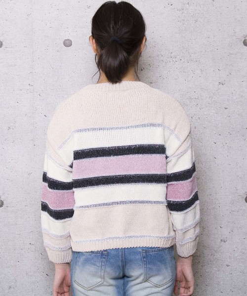 LUGG NAGG（ラグナグ）の「【Jewelobe/ ジュエローブ】モールボーダー ニットトップス（ニット/セーター・レディース・ブラック/ベージュ/ネイビー・FREE）」の9枚目の写真