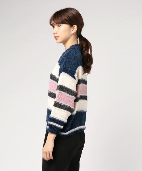 LUGG NAGG（ラグナグ）の「【Jewelobe/ ジュエローブ】モールボーダー ニットトップス（ニット/セーター・レディース・ブラック/ベージュ/ネイビー・FREE）」の10枚目の写真