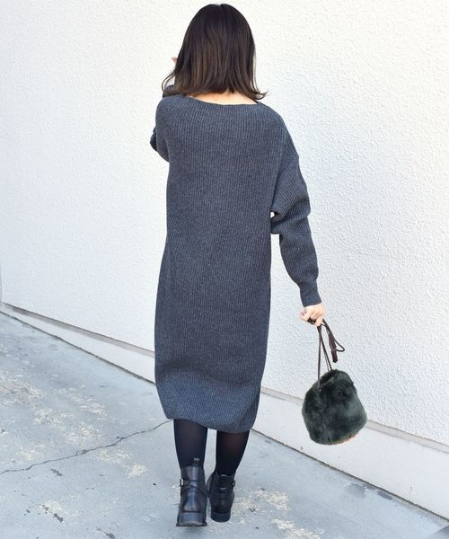 liflattie ships(リフラティ シップス)の「liflattie ships:7Gアゼボートネックワンピース◇(ワンピース・レディース・ダークグレー/ベージュ/ラベンダー・ONE SIZE)」の19枚目の写真