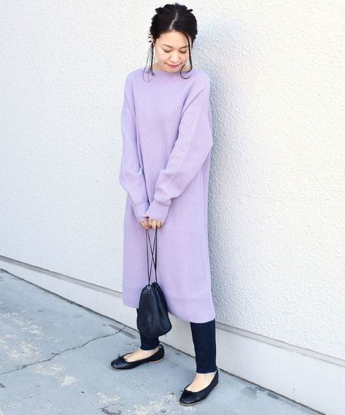 liflattie ships(リフラティ シップス)の「liflattie ships:7Gアゼボートネックワンピース◇(ワンピース・レディース・ダークグレー/ベージュ/ラベンダー・ONE SIZE)」の17枚目の写真