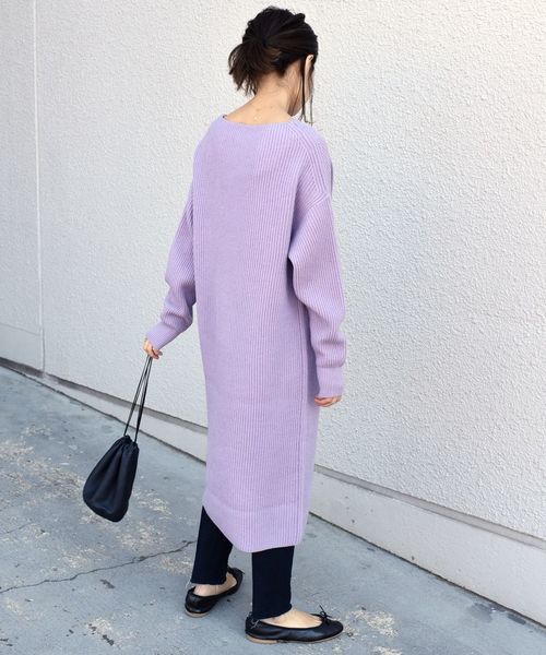 liflattie ships(リフラティ シップス)の「liflattie ships:7Gアゼボートネックワンピース◇(ワンピース・レディース・ダークグレー/ベージュ/ラベンダー・ONE SIZE)」の6枚目の写真