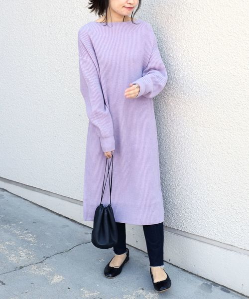 liflattie ships(リフラティ シップス)の「liflattie ships:7Gアゼボートネックワンピース◇(ワンピース・レディース・ダークグレー/ベージュ/ラベンダー・ONE SIZE)」の9枚目の写真