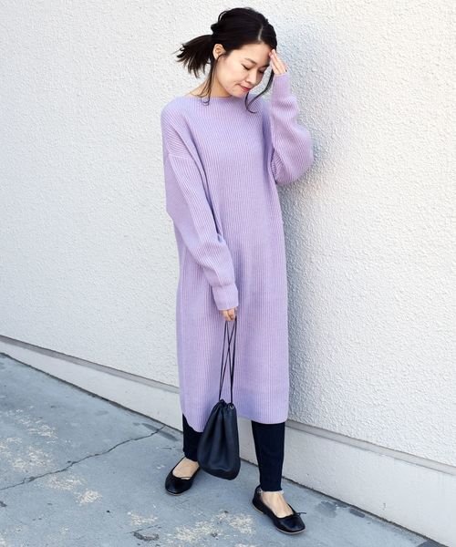 liflattie ships(リフラティ シップス)の「liflattie ships:7Gアゼボートネックワンピース◇(ワンピース・レディース・ダークグレー/ベージュ/ラベンダー・ONE SIZE)」の20枚目の写真