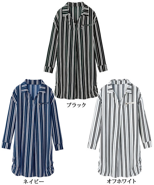 GeeRA(ジーラ)の「ファスナー付スキッパーシャツワンピース(ワンピース・レディース・ネイビー/ブラック/オフホワイト・MEDIUM/SMALL/X-LARGE/LARGE)」の7枚目の写真