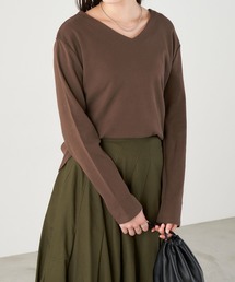 綿フライスVネックロンT