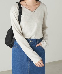 綿フライスVネックロンT