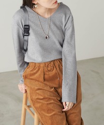 綿フライスVネックロンT