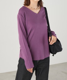 Chaco closet（チャコ クローゼット）の「綿フライスVネックロンT（Tシャツ/カットソー）」