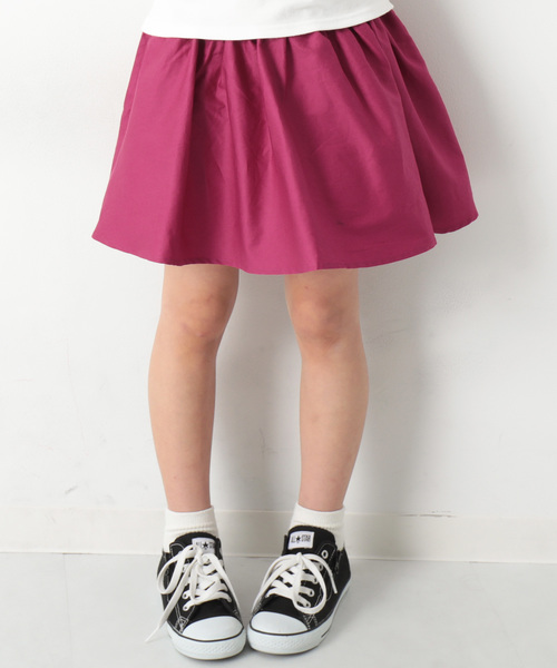 devirock（デビロック）の「ミニ丈ギャザースカッツ（スカート・キッズ・ピンク系その他/ピンク系その他2/ネイビー/オレンジ系その他/レッド系その他/カーキ/ベージュ/ラベンダー/ブラック/イエロー系その他/ワイン・160cm/140cm/150cm/120cm/130cm/100cm/110cm）」の8枚目の写真