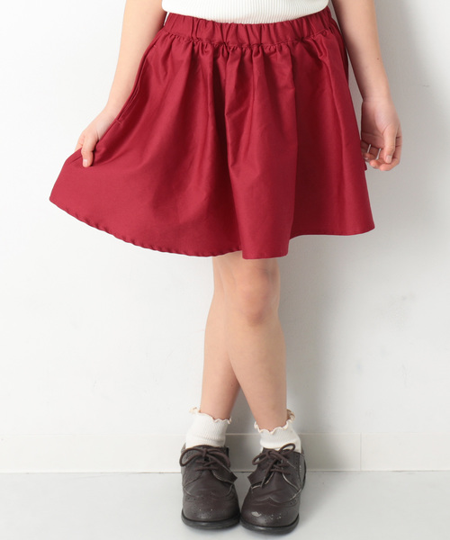 devirock（デビロック）の「ミニ丈ギャザースカッツ（スカート・キッズ・ピンク系その他/ピンク系その他2/ネイビー/オレンジ系その他/レッド系その他/カーキ/ベージュ/ラベンダー/ブラック/イエロー系その他/ワイン・160cm/140cm/150cm/120cm/130cm/100cm/110cm）」の9枚目の写真