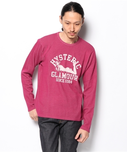HYSTERIC GLAMOUR（ヒステリックグラマー）の「COLLEGE #1 pt T-SH（Tシャツ/カットソー・メンズ・ピンク/ネイビー/チャコールグレー・LARGE/SMALL/MEDIUM）」の3枚目の写真