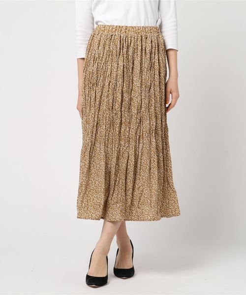 メーカー直販専門ショップ ポプリン花柄 Juglans ユグランス のスカート ポプリン花柄 ランダムプリーツスカート スカート Juglans ユグランス のファッション スカート セール