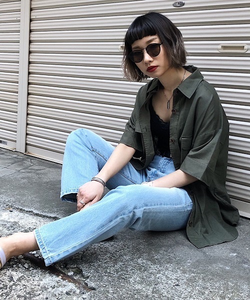 PAGEBOY（ページボーイ）の「アサコンBIGシャツSS（シャツ/ブラウス・レディース・ライトベージュ/ブラウン/カーキ/ブラック・FREE）」の4枚目の写真