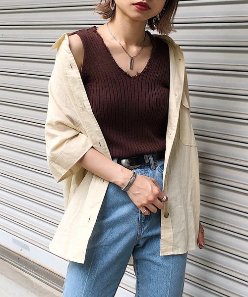 PAGEBOY（ページボーイ）の「アサコンBIGシャツSS（シャツ/ブラウス・レディース・ライトベージュ/ブラウン/カーキ/ブラック・FREE）」の3枚目の写真