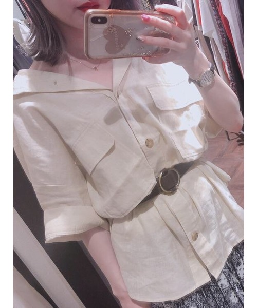 PAGEBOY（ページボーイ）の「アサコンBIGシャツSS（シャツ/ブラウス・レディース・ライトベージュ/ブラウン/カーキ/ブラック・FREE）」の8枚目の写真