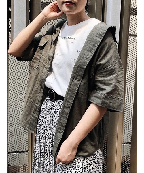 PAGEBOY（ページボーイ）の「アサコンBIGシャツSS（シャツ/ブラウス・レディース・ライトベージュ/ブラウン/カーキ/ブラック・FREE）」の9枚目の写真