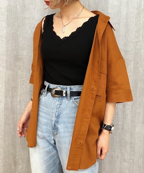 PAGEBOY（ページボーイ）の「アサコンBIGシャツSS（シャツ/ブラウス・レディース・ライトベージュ/ブラウン/カーキ/ブラック・FREE）」の10枚目の写真