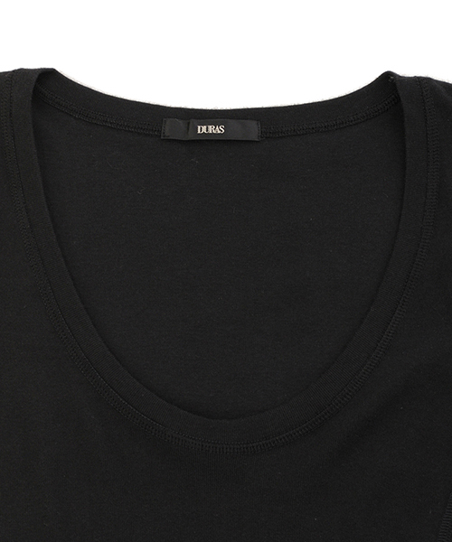DURAS（デュラス）の「シンプルUネックTシャツ（Tシャツ/カットソー・レディース・ブラック/ホワイト/ネイビー/グレー・FREE）」の9枚目の写真