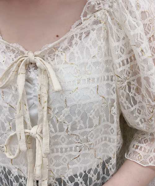 one after another NICE CLAUP（ワンアフターアナザーナイスクラップ）の「【Petite by NICE CLAUP】ribbon blouse（シャツ/ブラウス・レディース・アイボリー/オフホワイト・FREE）」の3枚目の写真