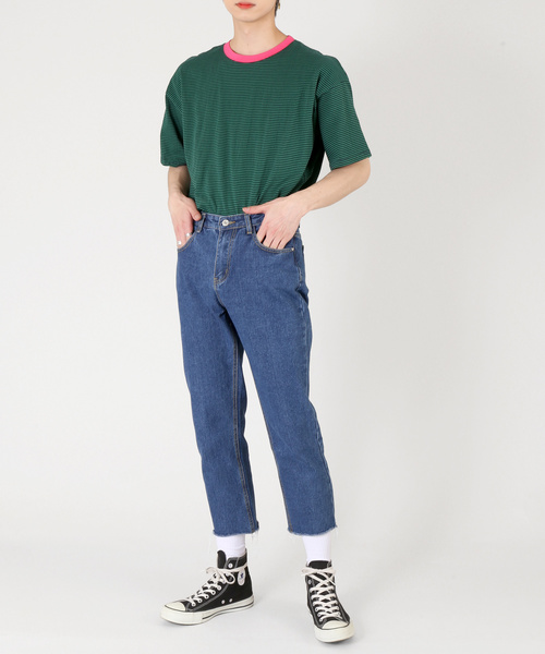 DING（ディング）の「DING/クロップドデニムパンツ（デニムパンツ・レディース・ライトインディゴブルー/インディゴブルー・MEDIUM/SMALL）」の6枚目の写真