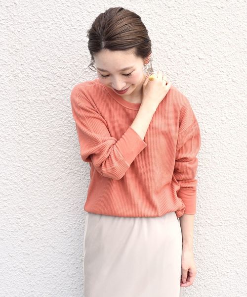 SHIPS（シップス）の「ワッフルプルオーバー◇（Tシャツ/カットソー・レディース・ホワイト/ブラック/ピンク・ONE SIZE）」の2枚目の写真