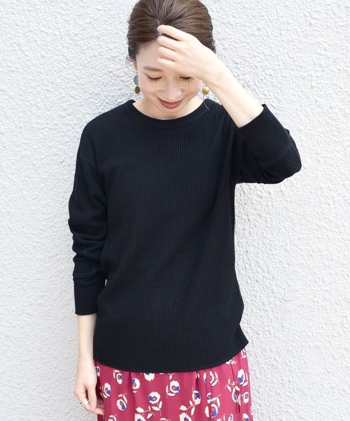 SHIPS（シップス）の「ワッフルプルオーバー◇（Tシャツ/カットソー・レディース・ホワイト/ブラック/ピンク・ONE SIZE）」の3枚目の写真